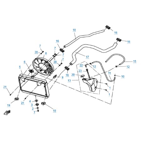 Система охлаждения двигателя для квадроцикла MOTO X6 EFI