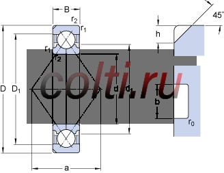 Радиально-упорные шарикоподшипники с четырёхточечным контактом QJ 224 N2MA - фотография №1