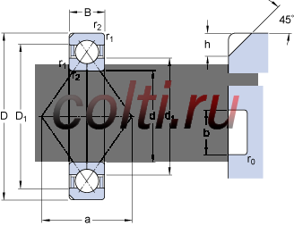 Радиально-упорные шарикоподшипники с четырёхточечным контактом QJ 1088 N2MA - фотография №1