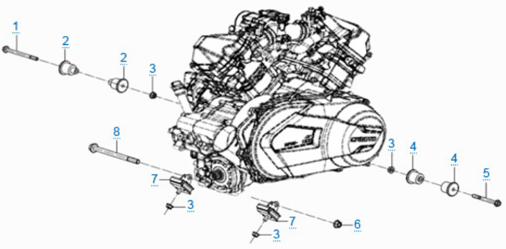 Элементы крепления двигателя для квадроцикла MOTO MOTO 1000 SPORT EPS