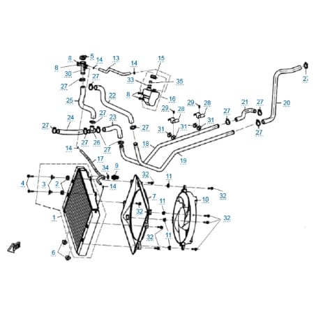 Система охлаждения двигателя для квадроцикла 625-Z6 EFI