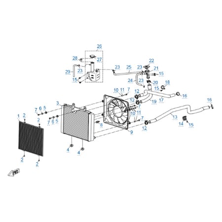 Система охлаждения двигателя для квадроцикла MOTO 800 HO EPS