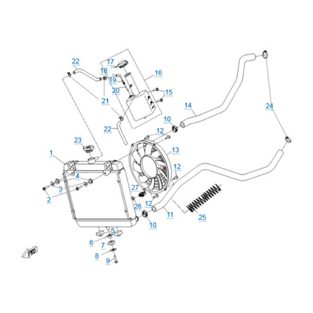 Система охлаждения двигателя для квадроцикла MOTO 500 HO