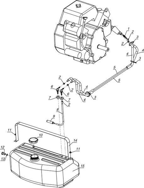Буран 4Т Система питания для двигателя Robin Subaru